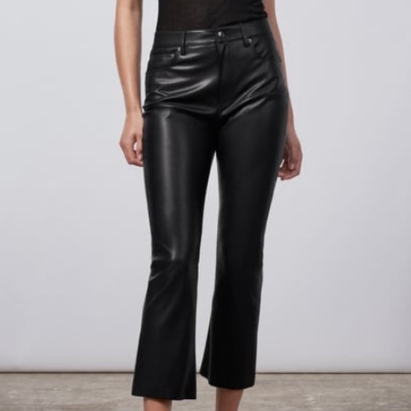 ZARA Faux Leather Cropped Pants - Picture 3 of 7